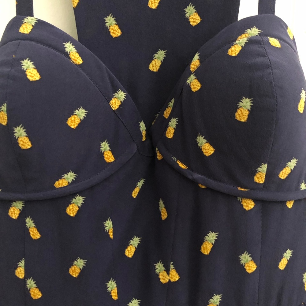 Summer Pineapple Sundress in Navy Blue
